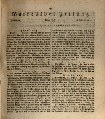 Bayreuther Zeitung Donnerstag 18. Februar 1813