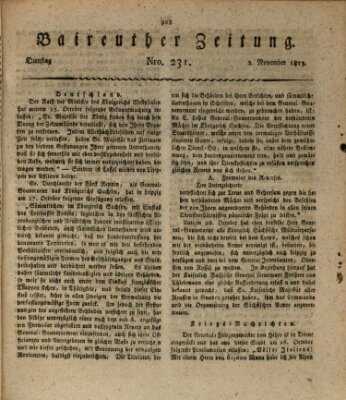 Bayreuther Zeitung Dienstag 2. November 1813