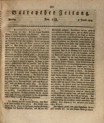 Bayreuther Zeitung Montag 8. August 1814