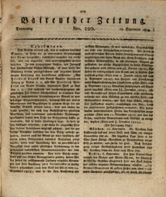 Bayreuther Zeitung Donnerstag 15. September 1814