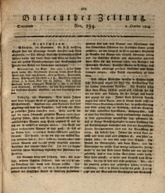 Bayreuther Zeitung Samstag 1. Oktober 1814