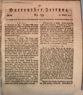 Bayreuther Zeitung Montag 21. August 1815