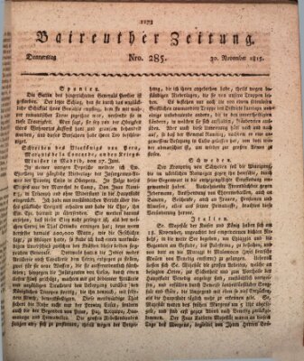 Bayreuther Zeitung Donnerstag 30. November 1815