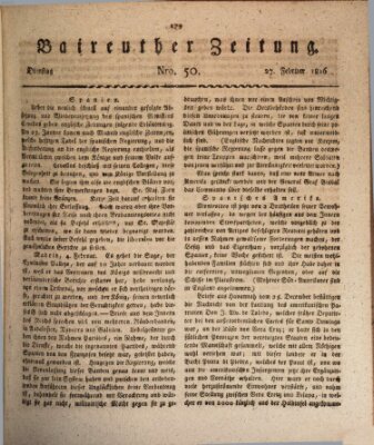 Bayreuther Zeitung Dienstag 27. Februar 1816