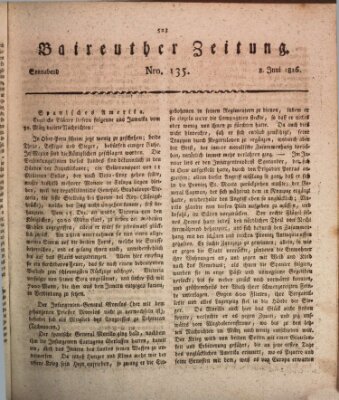 Bayreuther Zeitung Samstag 8. Juni 1816