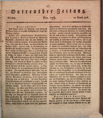 Bayreuther Zeitung Dienstag 20. August 1816