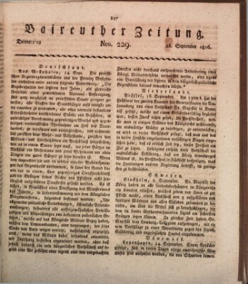 Bayreuther Zeitung Donnerstag 26. September 1816