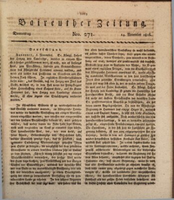 Bayreuther Zeitung Donnerstag 14. November 1816