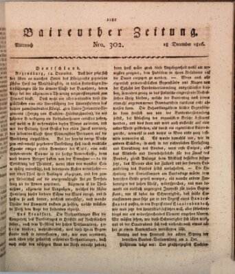 Bayreuther Zeitung Mittwoch 18. Dezember 1816