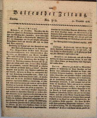 Bayreuther Zeitung Dienstag 31. Dezember 1816