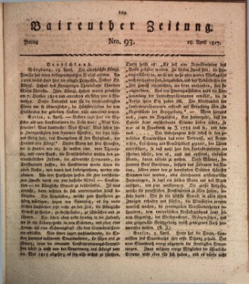 Bayreuther Zeitung Freitag 18. April 1817