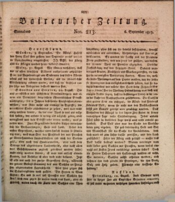 Bayreuther Zeitung Samstag 6. September 1817