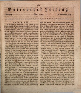Bayreuther Zeitung Dienstag 9. September 1817