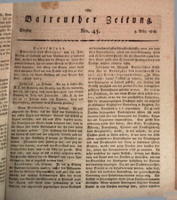 Bayreuther Zeitung Dienstag 3. März 1818