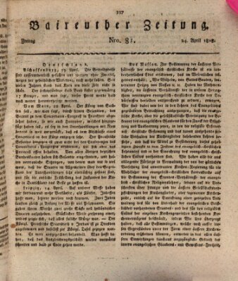 Bayreuther Zeitung Freitag 24. April 1818