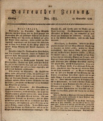 Bayreuther Zeitung Dienstag 15. September 1818