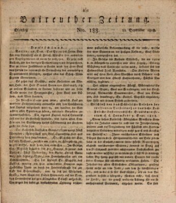 Bayreuther Zeitung Dienstag 22. September 1818