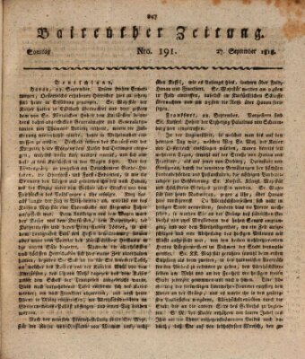 Bayreuther Zeitung Sonntag 27. September 1818
