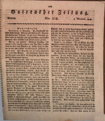 Bayreuther Zeitung Dienstag 3. November 1818