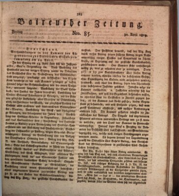 Bayreuther Zeitung Freitag 30. April 1819