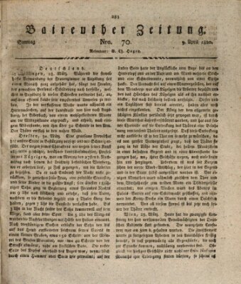Bayreuther Zeitung Sonntag 9. April 1820