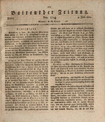 Bayreuther Zeitung Freitag 9. Juni 1820