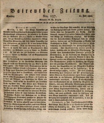 Bayreuther Zeitung Dienstag 11. Juli 1820
