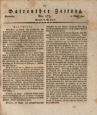 Bayreuther Zeitung Donnerstag 31. August 1820