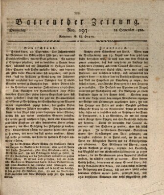 Bayreuther Zeitung Donnerstag 28. September 1820