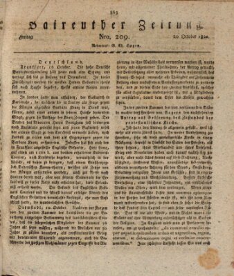 Bayreuther Zeitung Freitag 20. Oktober 1820