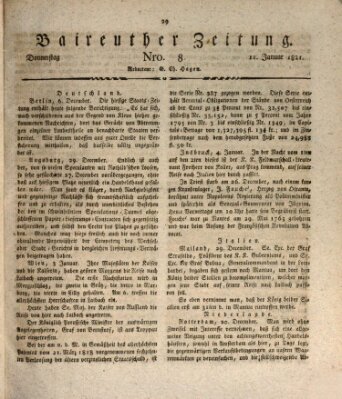 Bayreuther Zeitung Donnerstag 11. Januar 1821