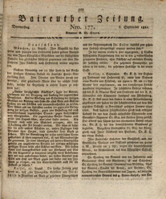 Bayreuther Zeitung Donnerstag 6. September 1821