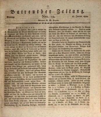 Bayreuther Zeitung Sonntag 27. Januar 1822