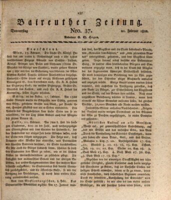 Bayreuther Zeitung Donnerstag 21. Februar 1822