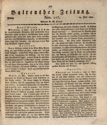 Bayreuther Zeitung Freitag 14. Juni 1822