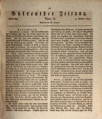 Bayreuther Zeitung Donnerstag 9. Januar 1823