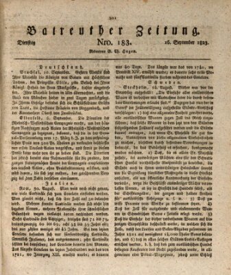 Bayreuther Zeitung Dienstag 16. September 1823