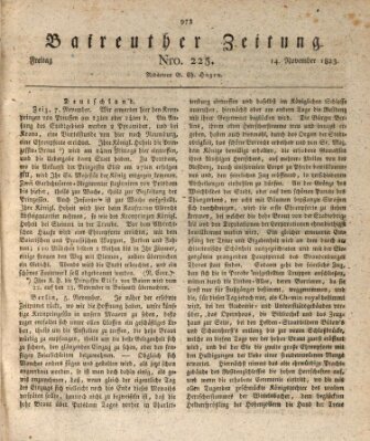 Bayreuther Zeitung Freitag 14. November 1823