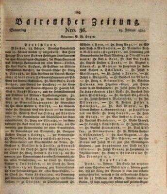 Bayreuther Zeitung Donnerstag 19. Februar 1824