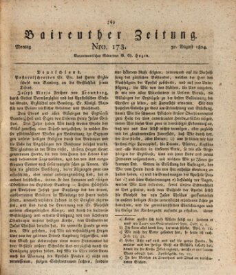 Bayreuther Zeitung Montag 30. August 1824