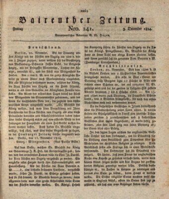 Bayreuther Zeitung Freitag 3. Dezember 1824