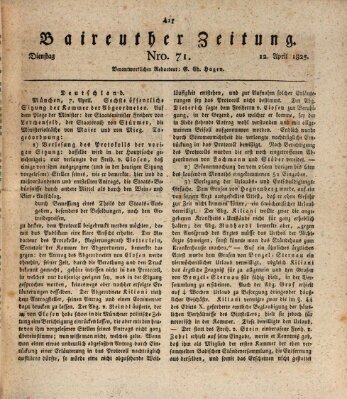Bayreuther Zeitung Dienstag 12. April 1825