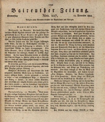 Bayreuther Zeitung Donnerstag 17. November 1825