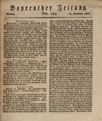 Bayreuther Zeitung Sonntag 24. September 1826