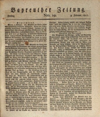 Bayreuther Zeitung Freitag 9. Februar 1827