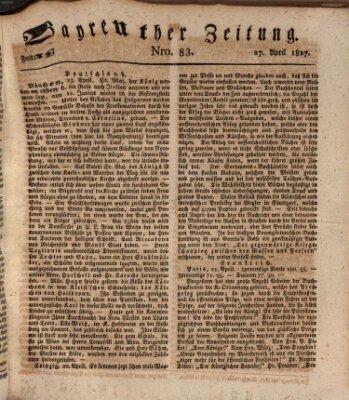 Bayreuther Zeitung Freitag 27. April 1827