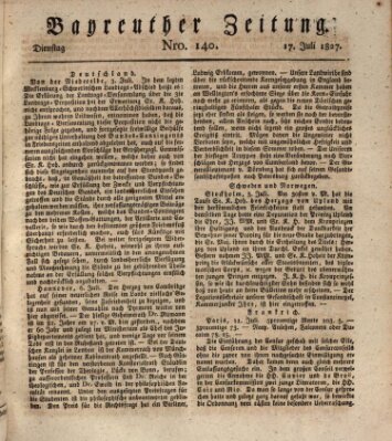 Bayreuther Zeitung Dienstag 17. Juli 1827