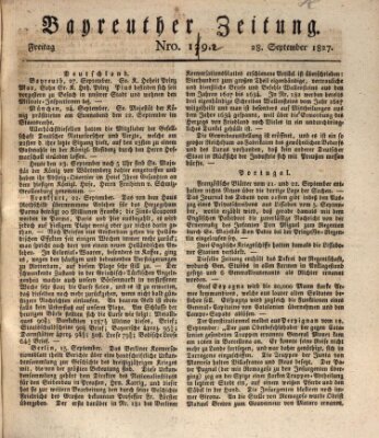 Bayreuther Zeitung Freitag 28. September 1827