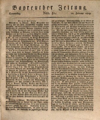 Bayreuther Zeitung Donnerstag 12. Februar 1829