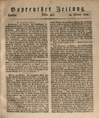 Bayreuther Zeitung Dienstag 24. Februar 1829